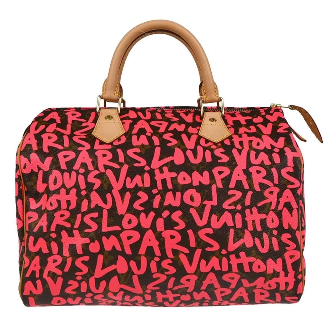LOUIS VUITTON PINK MONOGRAM GRAFFITI SPEEDY 30 HANDBAG: LOUIS VUITTON PINK MONOGRAM GRAFFITI SPEEDY 30 HANDBAG Louis Vuitton Pink Monogram Graffiti Speedy 30 Handbag M93704 Stephen Sprouse Description OUTSIDE: A+: VERY GOOD CONDITION!! INSIDE: A+: VERY GOO