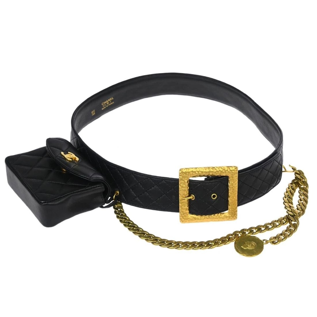 CHANEL BLACK LAMBSKIN CLASSIC FLAP MICRO BUM BELT BAG (1 of 2)