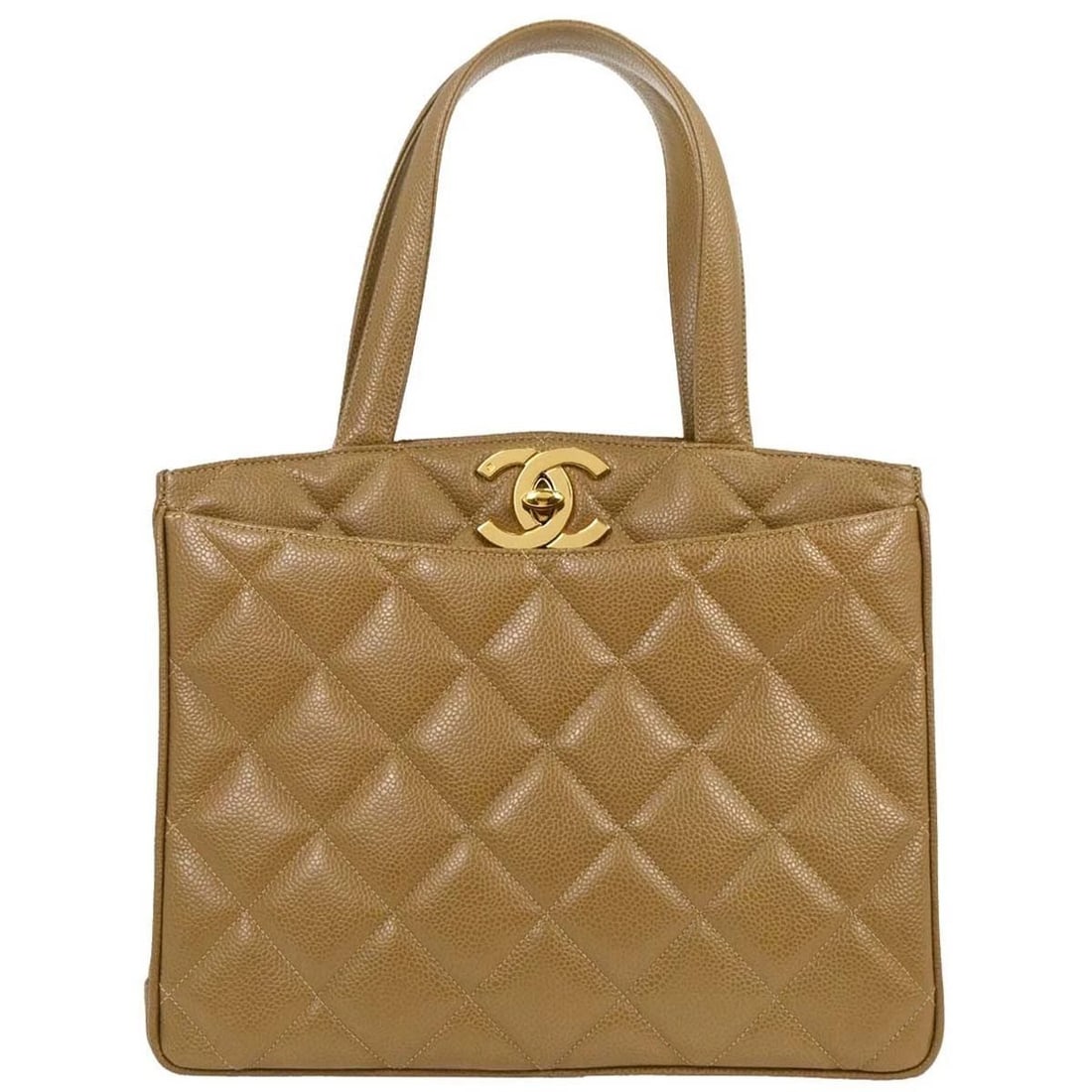 CHANEL BEIGE CALFSKIN HANDBAG (1 of 2)