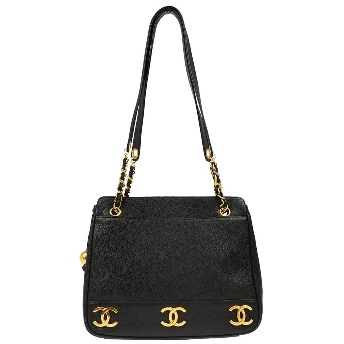 CHANEL BLACK CALFSKIN TRIPLE CC SHOULDER TOTE BAG (1 of 2)