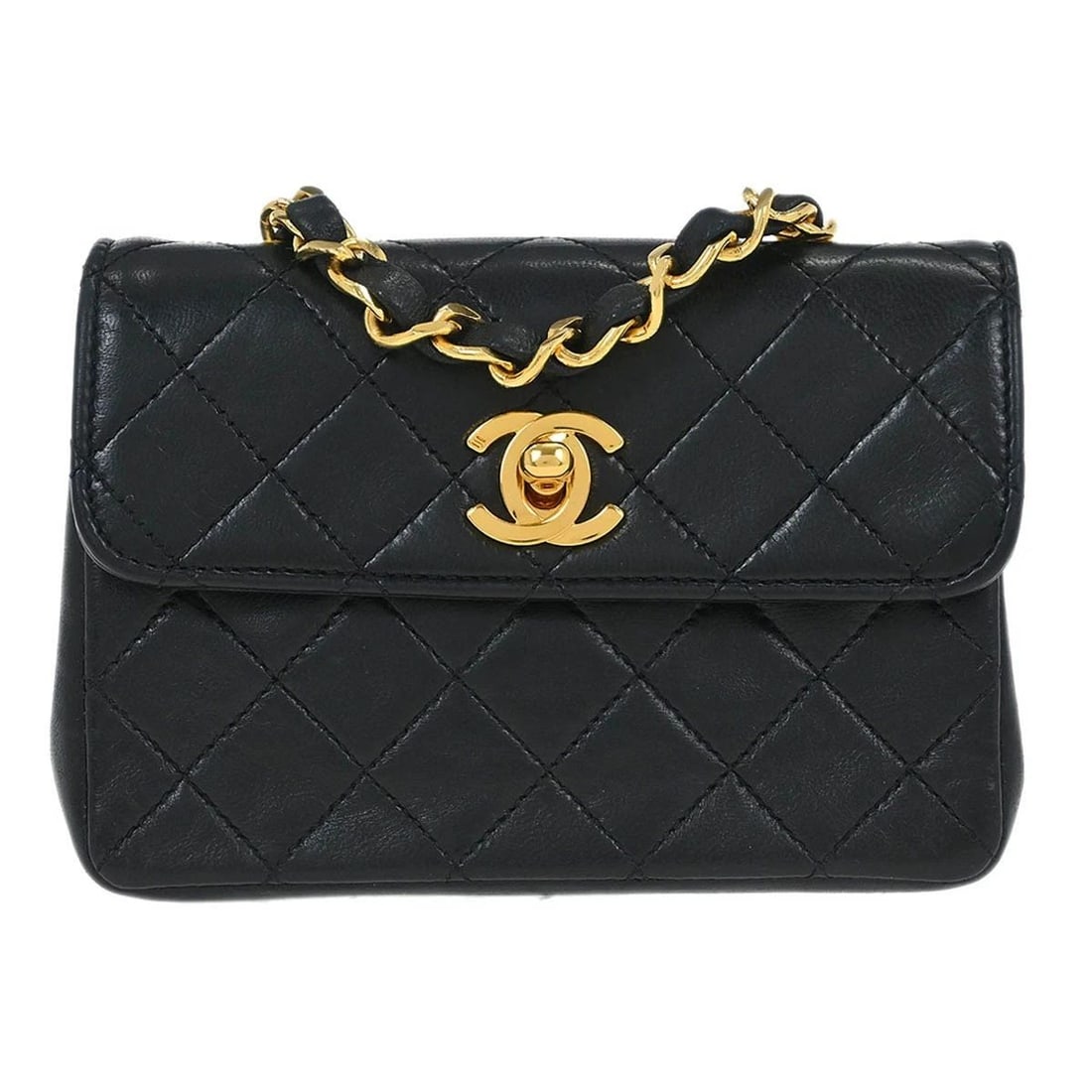CHANEL BLACK LAMBSKIN SHOULDER BAG: CHANEL BLACK LAMBSKIN SHOULDER BAG Chanel Chain Shoulder Bag Description OUTSIDE : A: GOOD CONDITION!! Minor scuffs. INSIDE : A: GOOD CONDITION!! Scuffs and scratches. S : New or new without a tag. SA