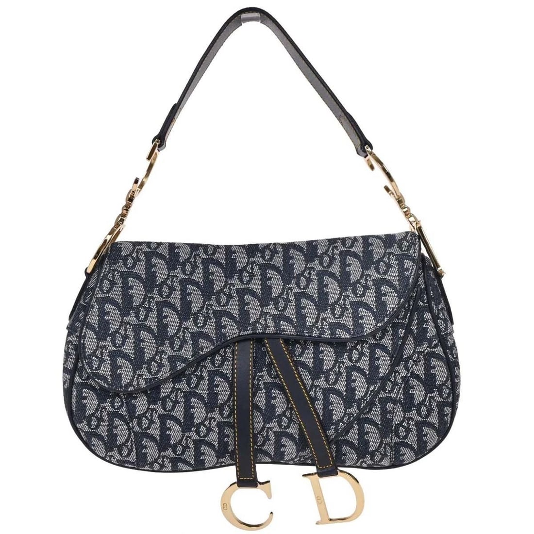 CHRISTIAN DIOR NAVY TROTTER DOUBLE SADDLE HANDBAG (1 of 2)