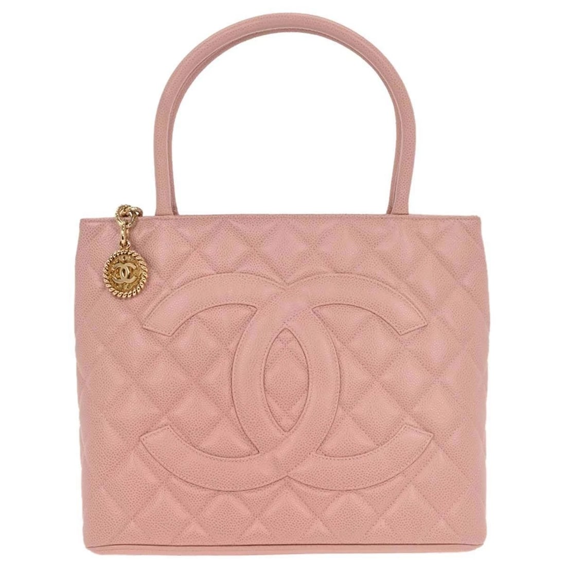 CHANEL PINK CALFSKIN MEDALLION TOTE HANDBAG (1 of 2)