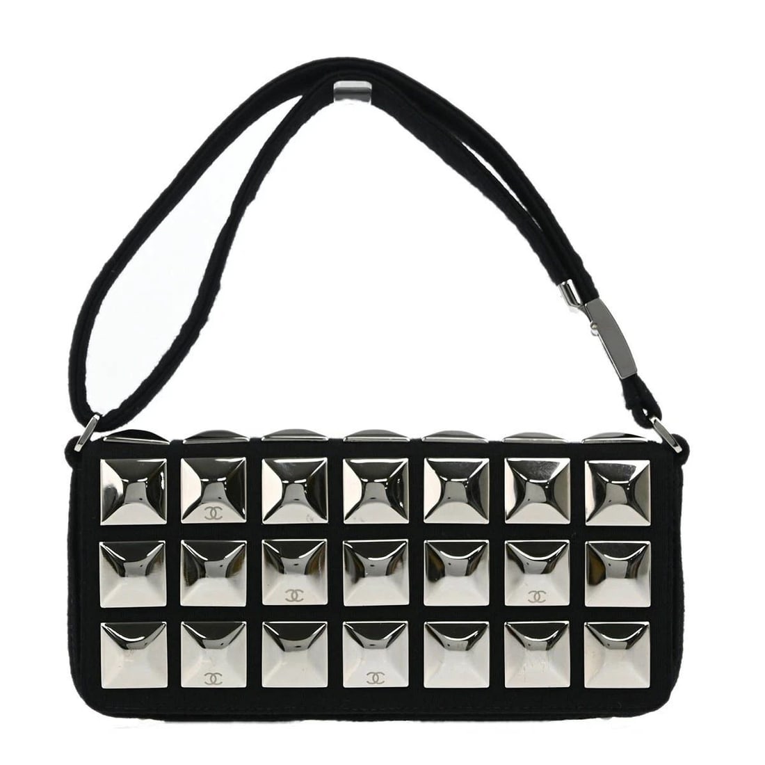 CHANEL BLACK COTTON ICE CUBE SHOULDER BAG: CHANEL BLACK COTTON ICE CUBE SHOULDER BAG Chanel Ice Cube Shoulder Bag Description OUTSIDE: A+: VERY GOOD CONDITION!! INSIDE: A+: VERY GOOD CONDITION!! S : New or new without a tag. SA : Excellent con