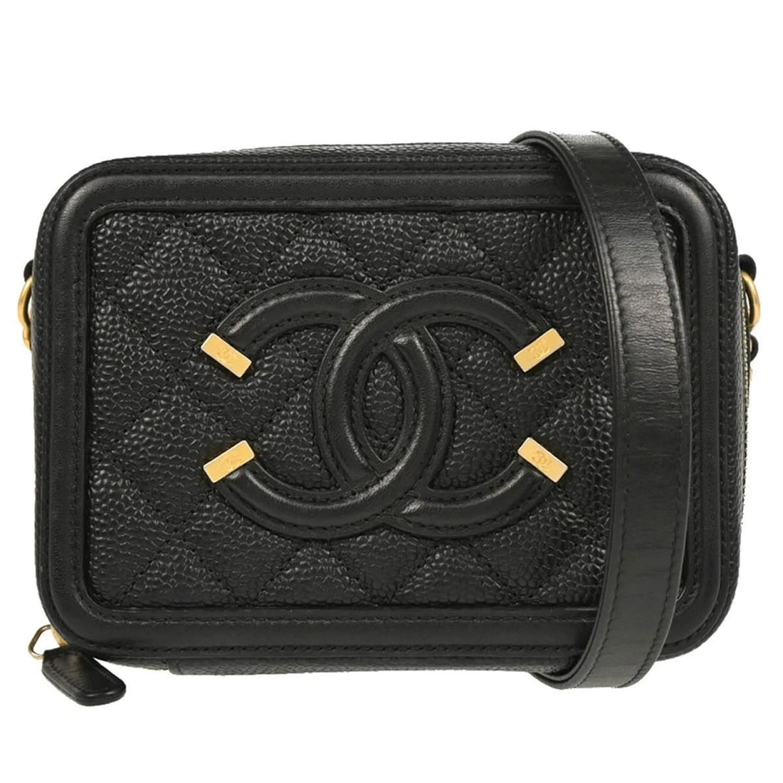 CHANEL BLACK CALFSKIN FILIGREE VANITY SHOULDER BAG (1 of 2)