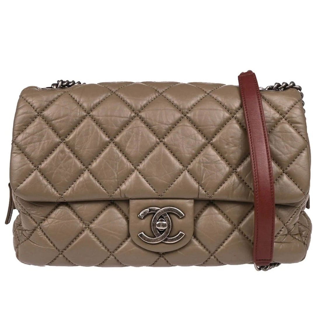 CHANEL BROWN CALFSKIN DUO COLOR SHOULDER BAG (1 of 2)