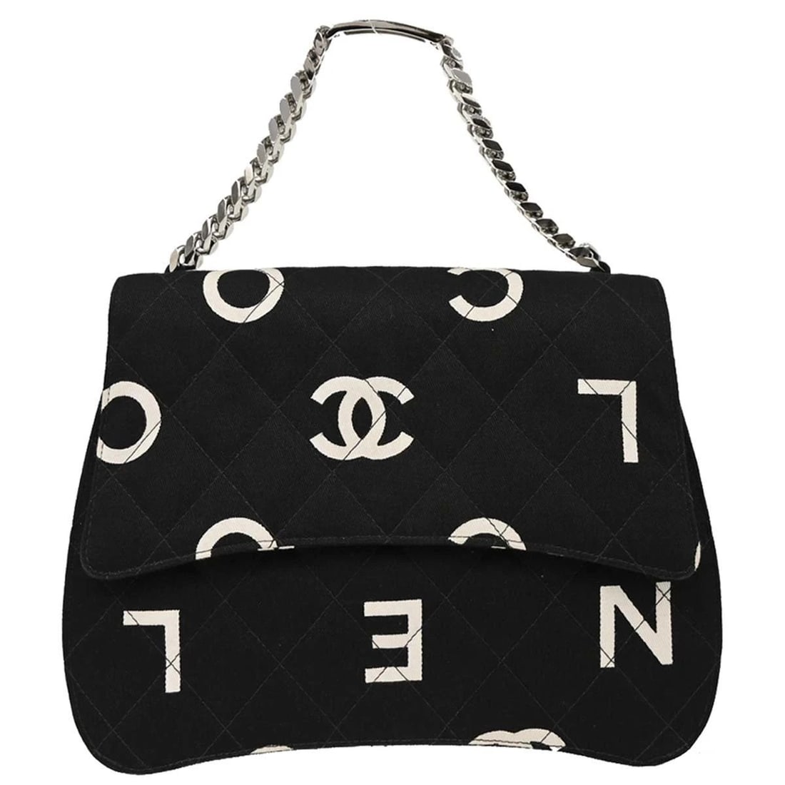 CHANEL BLACK COTTON HANDBAG (1 of 2)