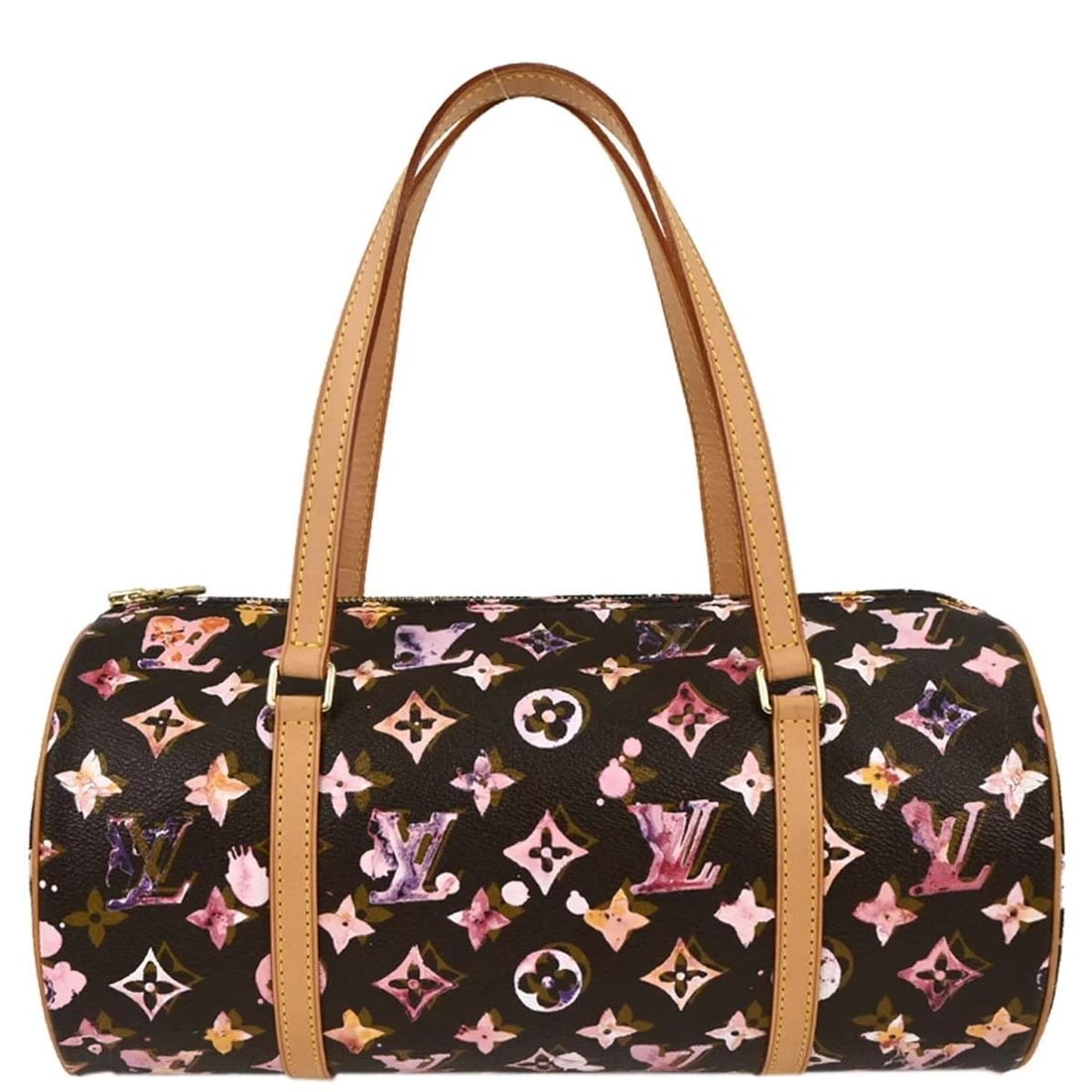 LOUIS VUITTON MONOGRAM WATERCOLOR PAPILLON 30 HANDBAG: LOUIS VUITTON MONOGRAM WATERCOLOR PAPILLON 30 HANDBAG Louis Vuitton Monogram Watercolor Papillon 30 Handbag M95753 Description OUTSIDE: A: GOOD CONDITION!! Scuffs, discoloration, stains and dirt on th