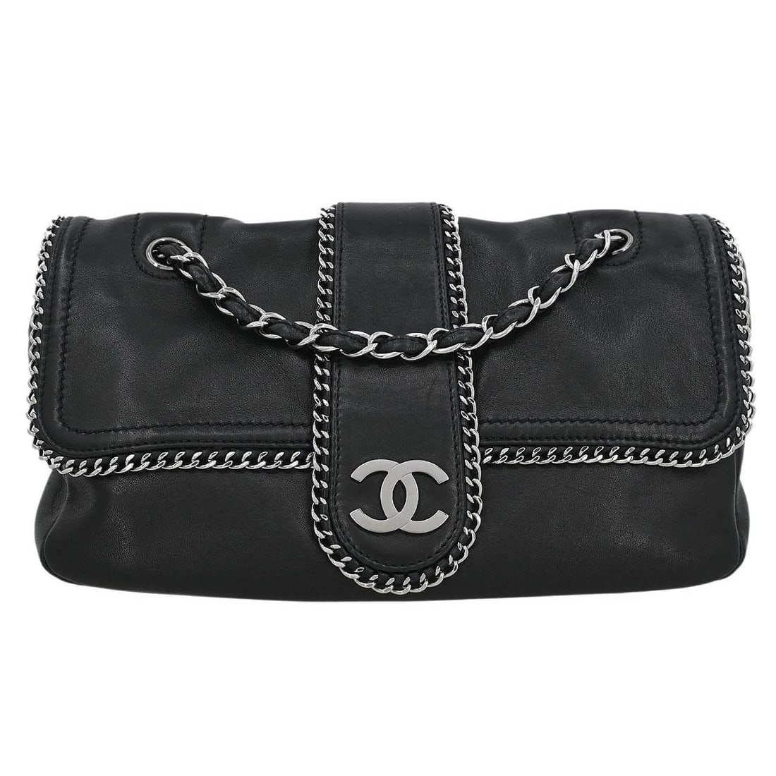 CHANEL BLACK CALFSKIN LUXURY LINE MADISON FLAP SHOULDER BAG (1 of 2)