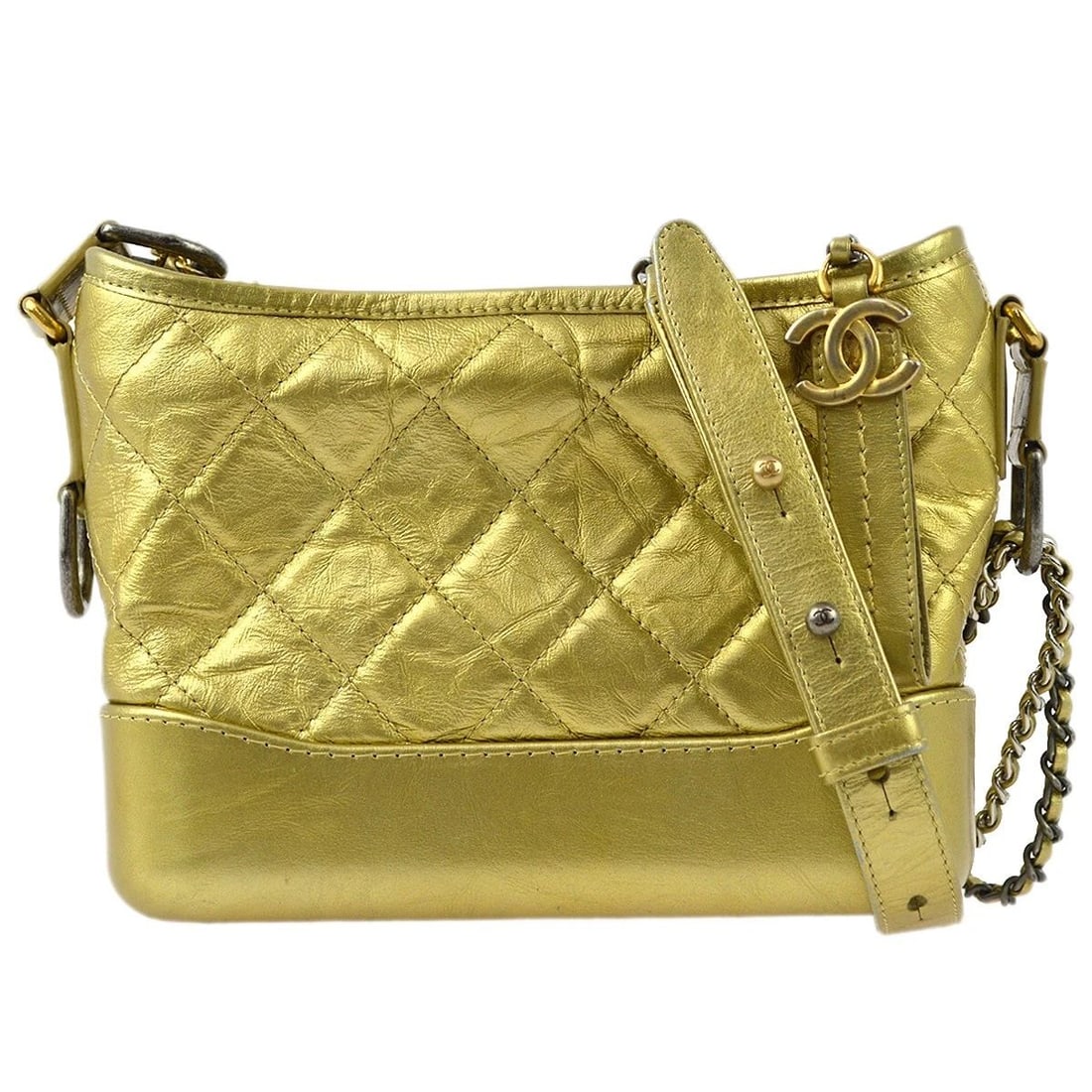 CHANEL GOLD CALFSKIN SMALL GABRIELLE SHOULDER BAG (1 of 2)