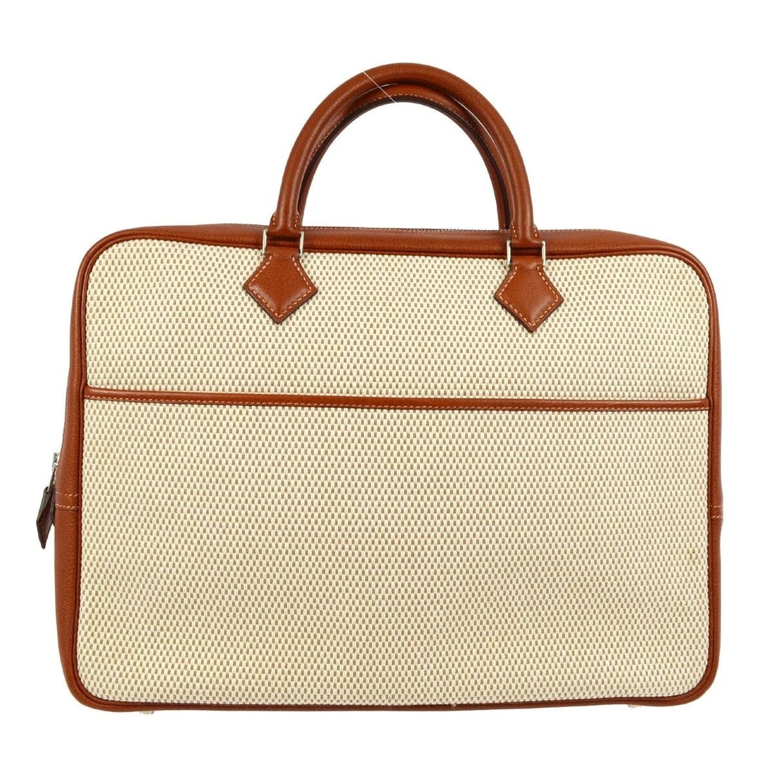 HERMES NATURAL FAUVE TOILE GM BUFFALO PLUME DOC 38 HANDBAG: HERMES NATURAL FAUVE TOILE GM BUFFALO PLUME DOC 38 HANDBAG Hermes Plume Doc 38 Handbag Description OUTSIDE : A+: VERY GOOD CONDITION!! Some dirt. INSIDE : SA: GREAT CONDITION!! S : New or new without