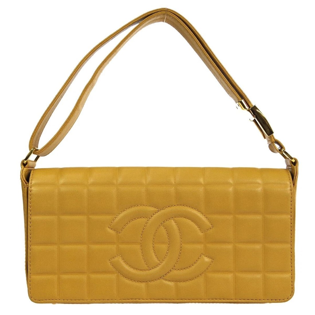 CHANEL BEIGE LAMBSKIN CHOCO BAR SHOULDER BAG (1 of 2)