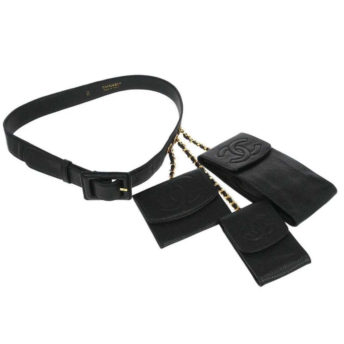 CHANEL BLACK CALFSKIN MULTI POUCH BELT BUM BAG (1 of 2)