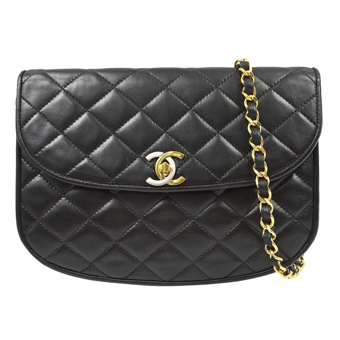 CHANEL BLACK LAMBSKIN PARIS SHOULDER BAG (1 of 2)