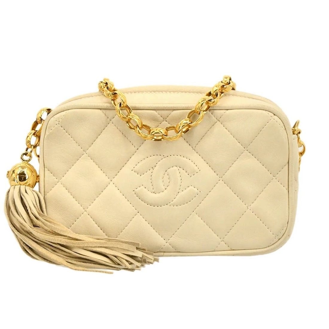 CHANEL WHITE LAMBSKIN CAMERA BAG (1 of 2)