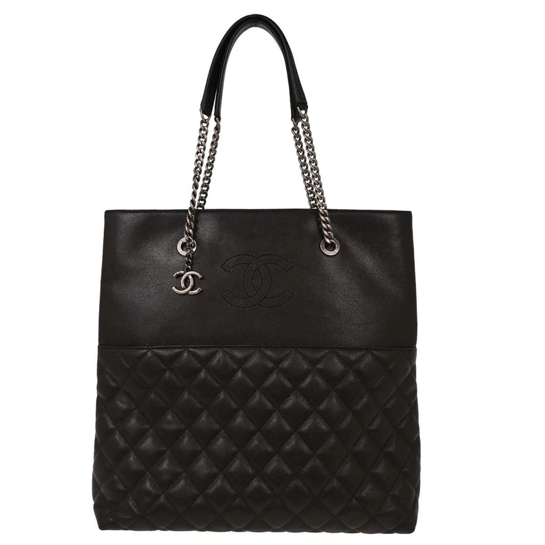 CHANEL BLACK CALFSKIN URBAN DELIGHT TOTE CHAIN HANDBAG (1 of 2)