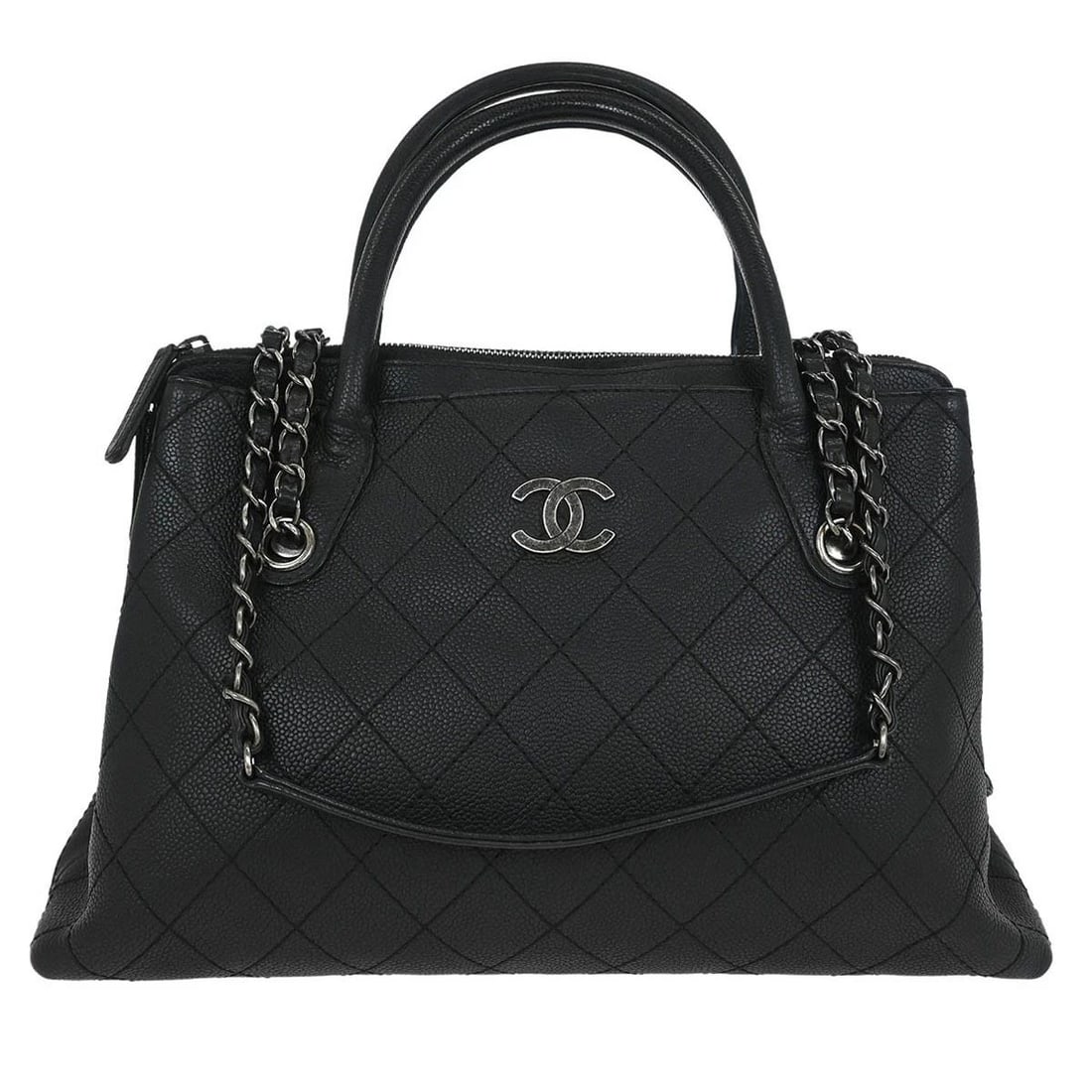 CHANEL BLACK CALFSKIN URBAN SHOPPING TOTE 2WAY HANDBAG (1 of 2)