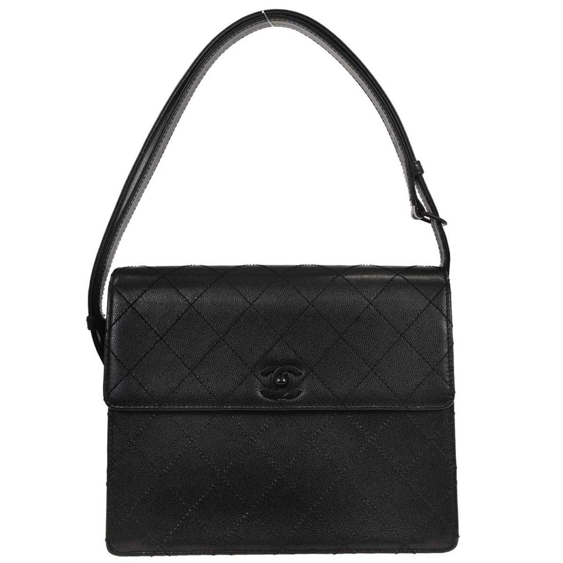CHANEL BLACK CALFSKIN 2WAY HANDBAG (1 of 2)