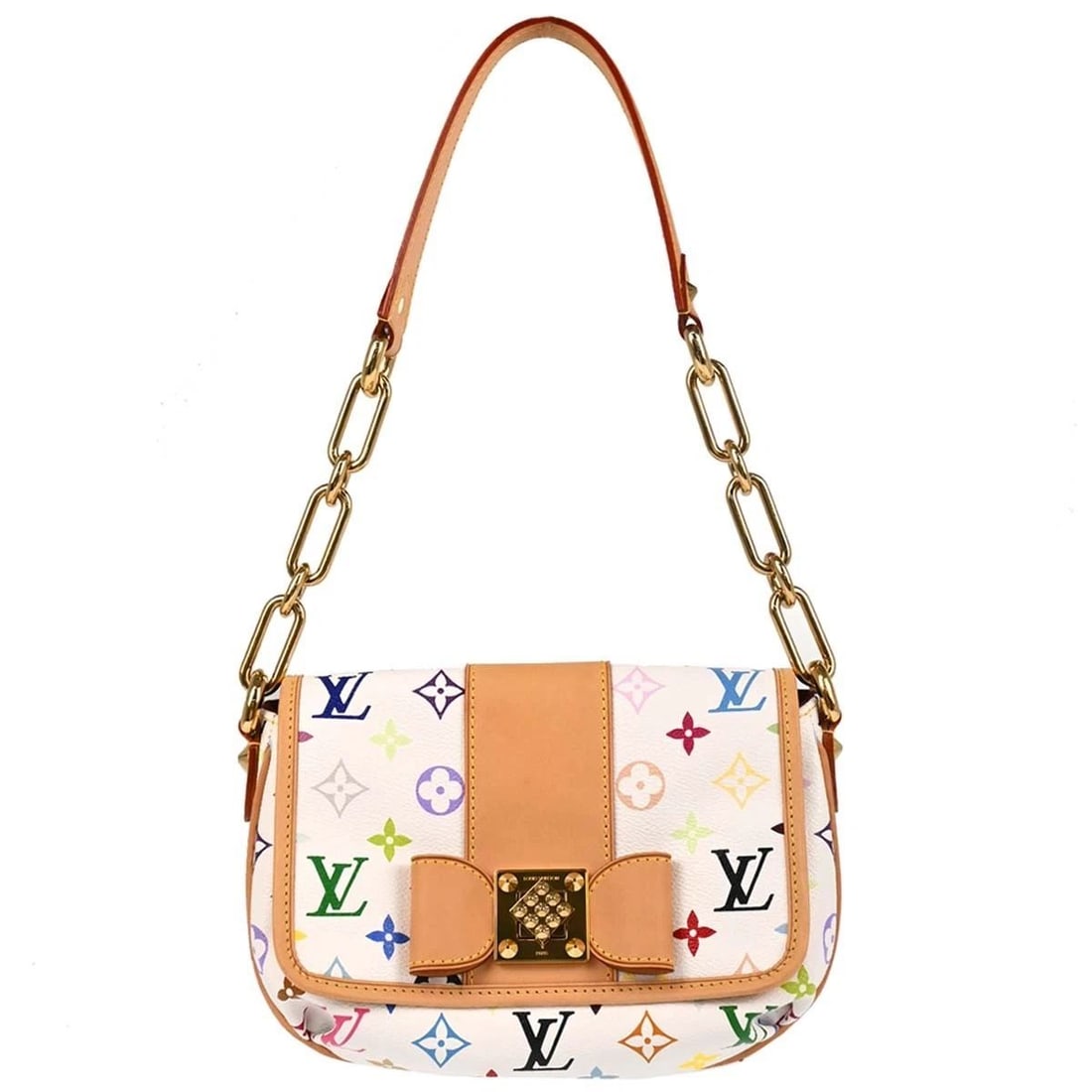 LOUIS VUITTON WHITE MONOGRAM MULTICOLOR PATTY CHAIN HANDBAG (1 of 2)