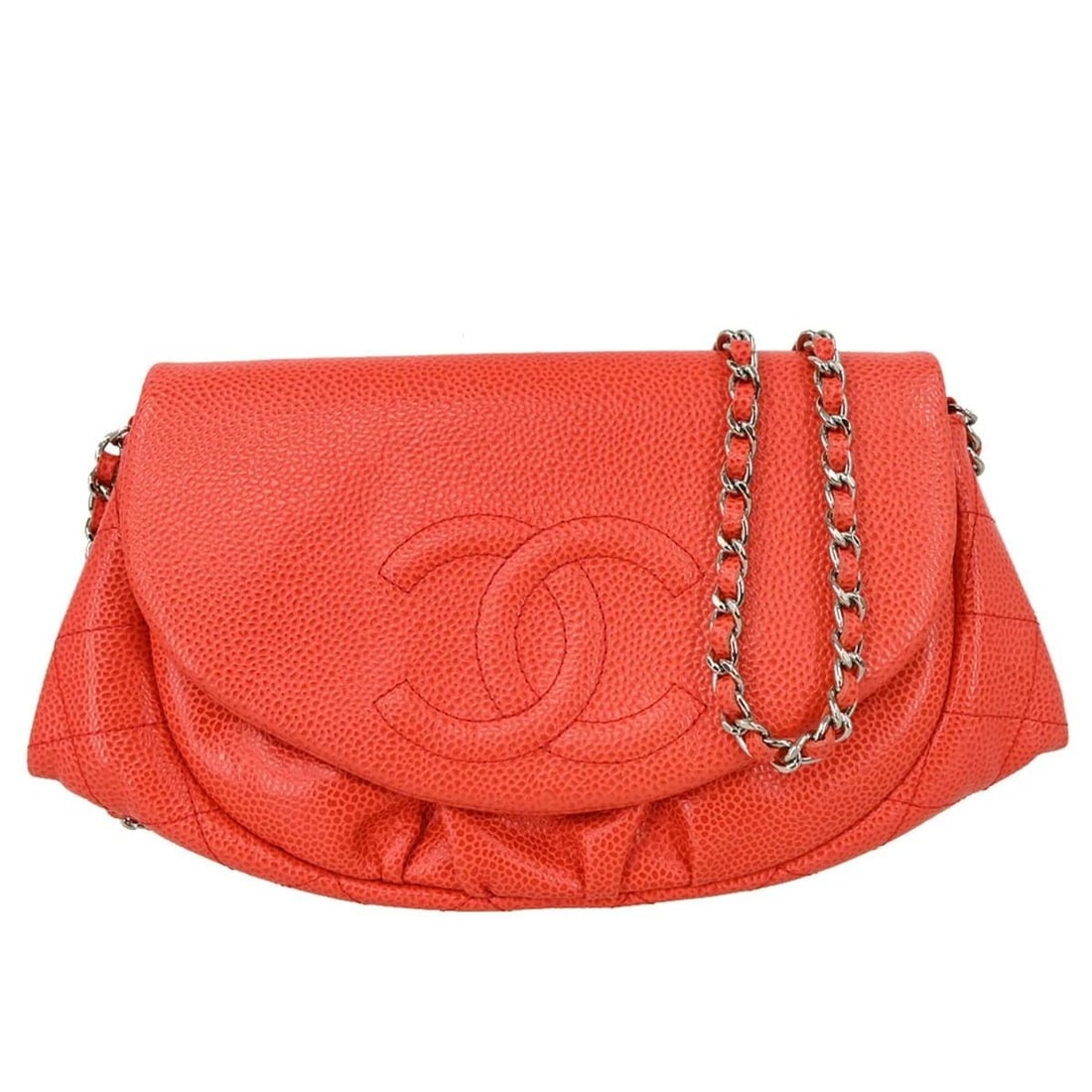 CHANEL RED CALFSKIN HALF MOON WOC WALLET ON CHAIN BAG (1 of 2)