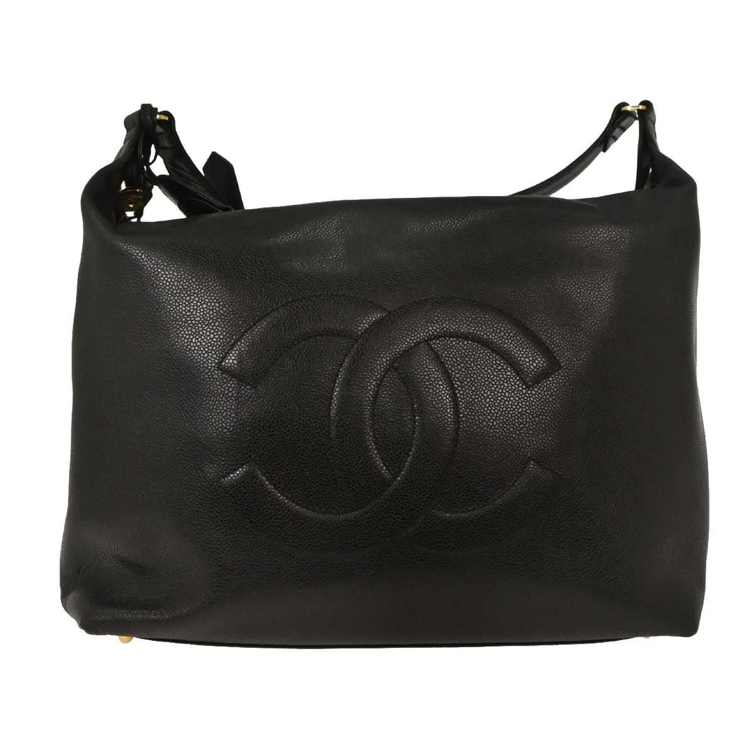 CHANEL BLACK CALFSKIN SHOULDER BAG (1 of 2)