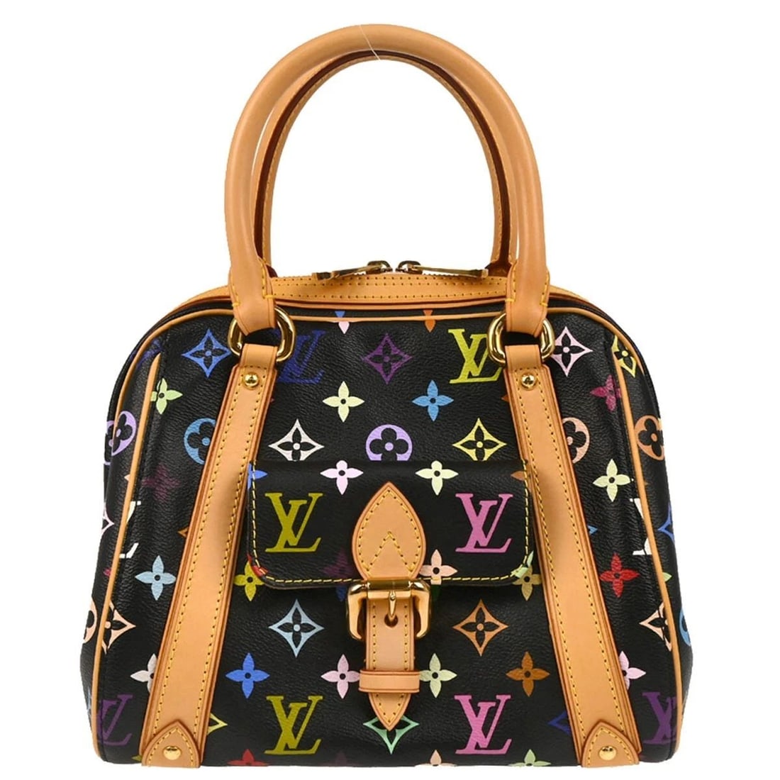 LOUIS VUITTON BLACK MONOGRAM MULTICOLOR PRISCILLA HANDBAG: LOUIS VUITTON BLACK MONOGRAM MULTICOLOR PRISCILLA HANDBAG Louis Vuitton Black Monogram Multicolor Priscilla Handbag M40097 Description OUTSIDE: A: GOOD CONDITION!! Scuffs, discoloration, stains and di