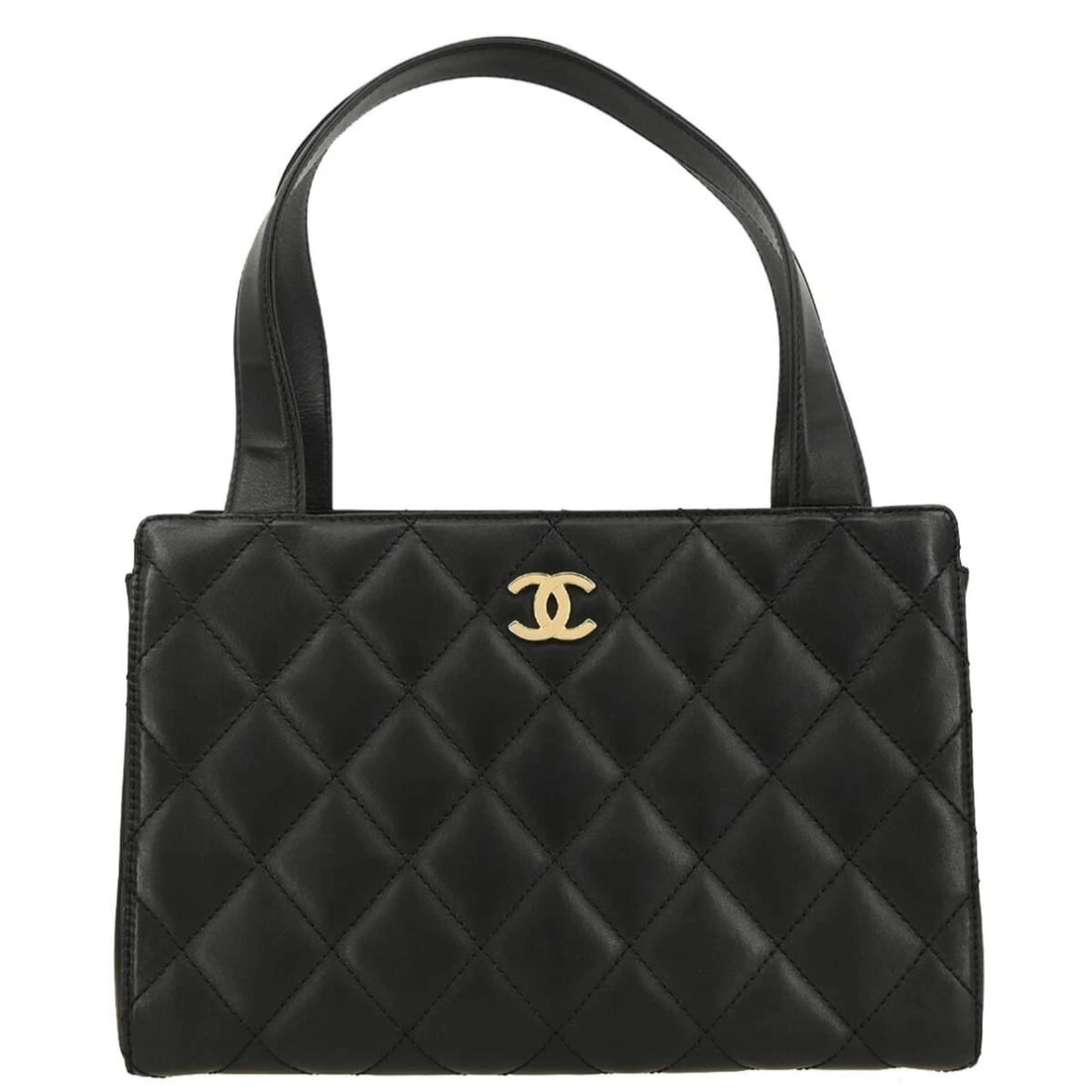 CHANEL BLACK LAMBSKIN HANDBAG (1 of 2)