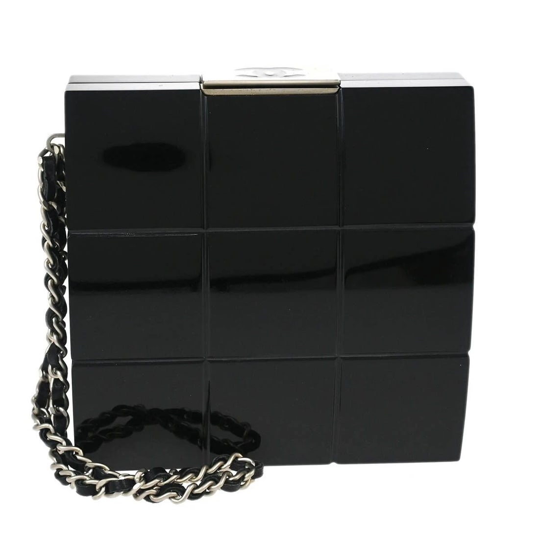 CHANEL BLACK PLEXIGLASS CHOCO BAR MINAUDIERE CLUTCH BAG (1 of 2)