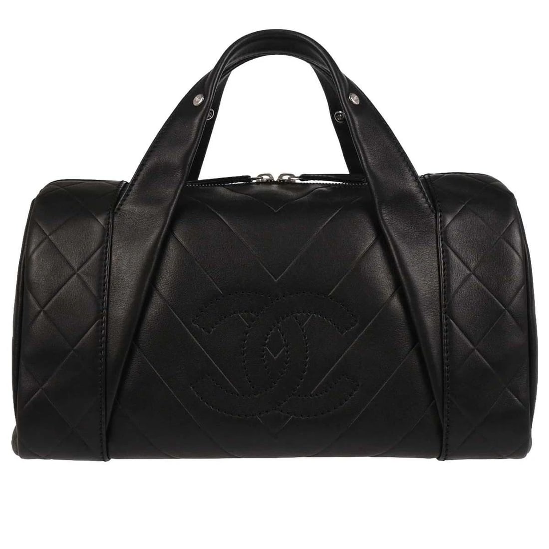 CHANEL BLACK LAMBSKIN CHEVRON HANDBAG (1 of 2)