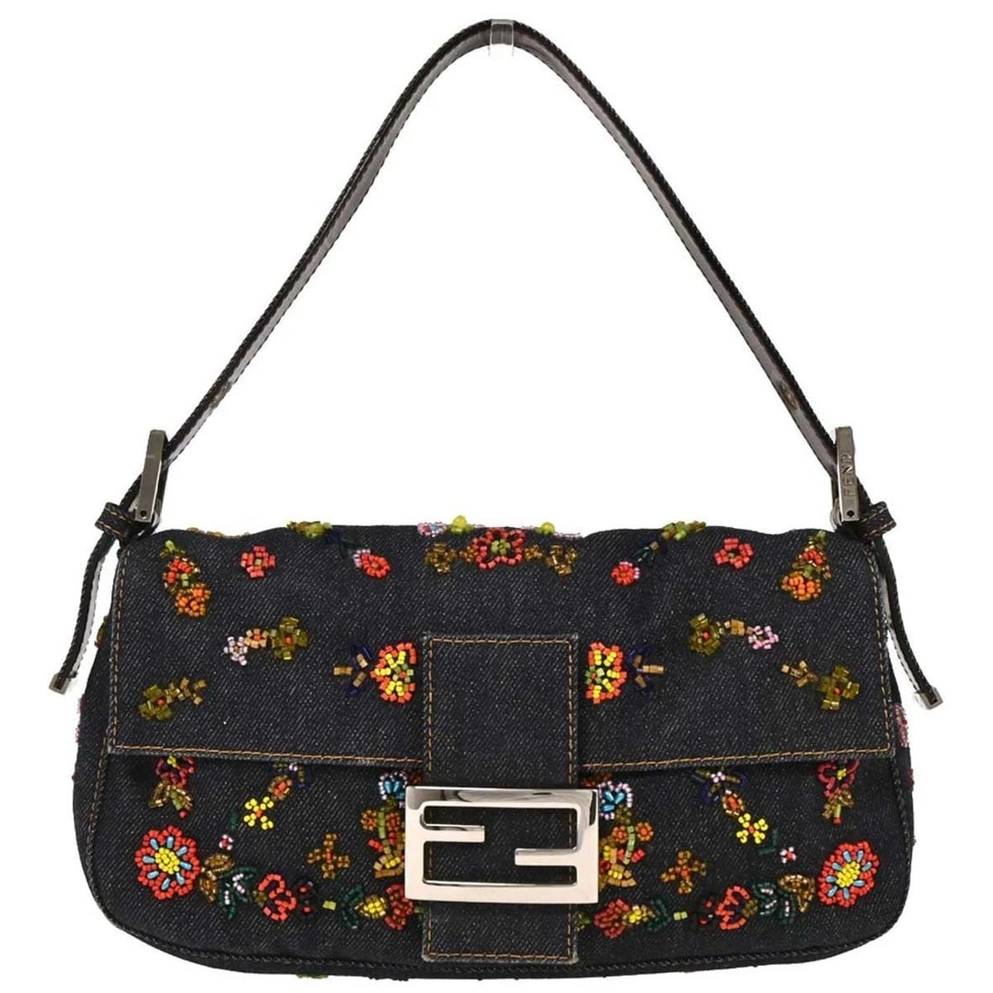 FENDI NAVY DENIM BEADS BAG (1 of 2)