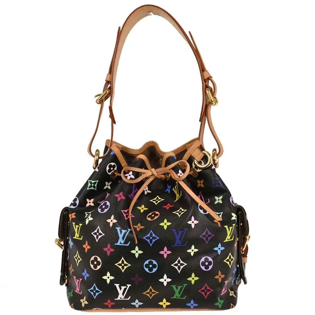 LOUIS VUITTON BLACK MULTICOLOR PETITE NOE BUCKET BAG (1 of 2)