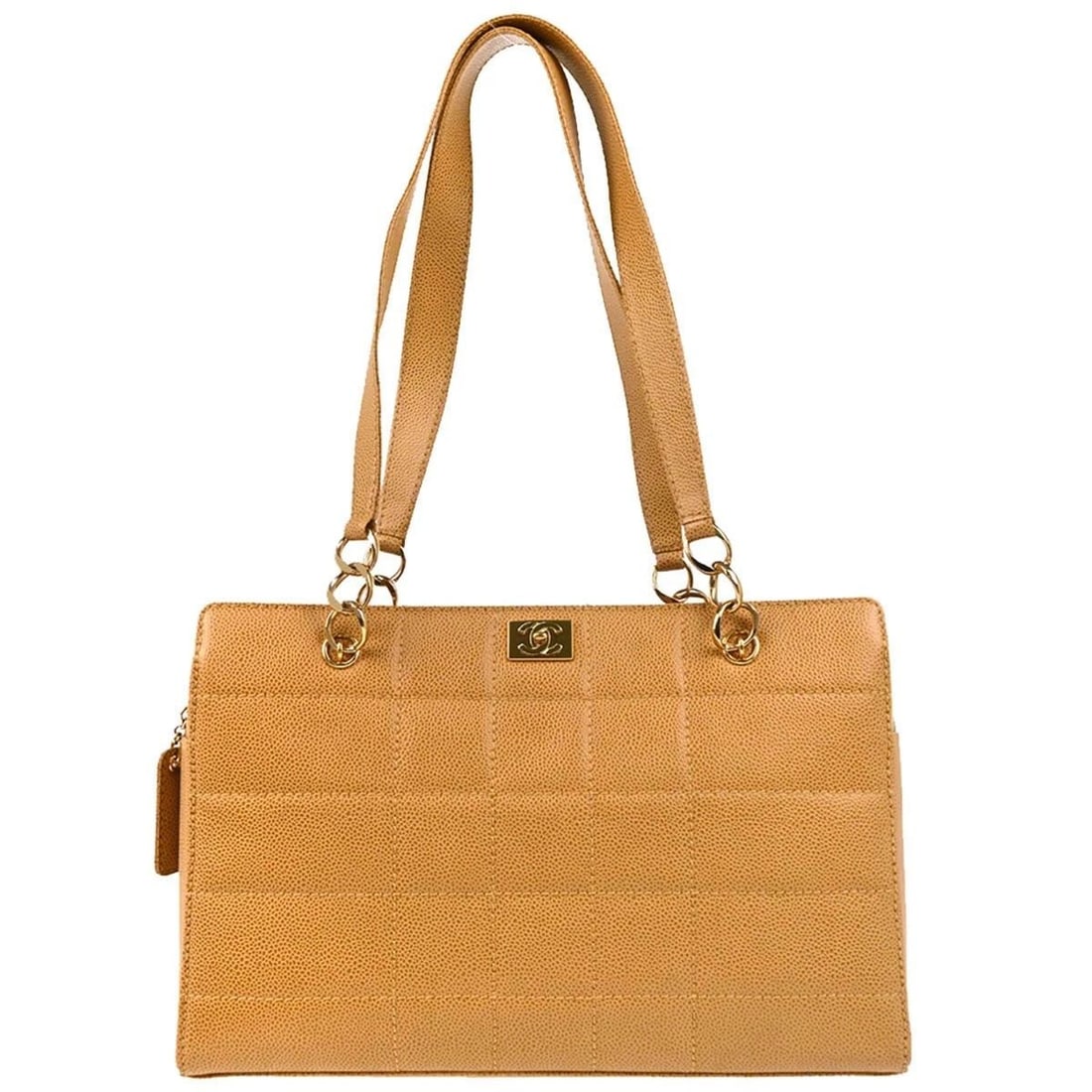 CHANEL BEIGE CALFSKIN WILD STITCH CHOCO BAR SHOULDER BAG (1 of 2)