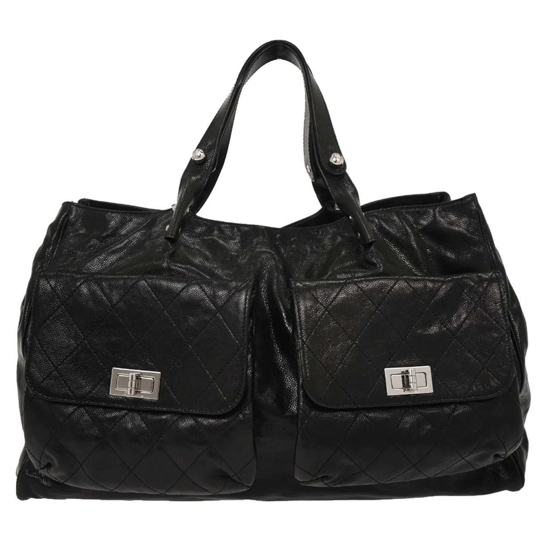 CHANEL BLACK CALFSKIN MADEMOISELLE LOCK TOTE HANDBAG (1 of 2)