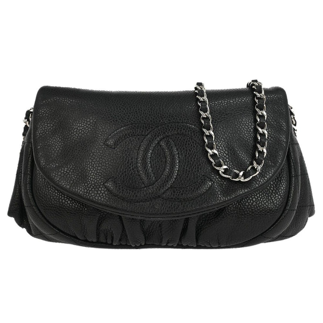CHANEL BLACK CALFSKIN HALF MOON WOC SHOULDER WALLET BAG (1 of 2)