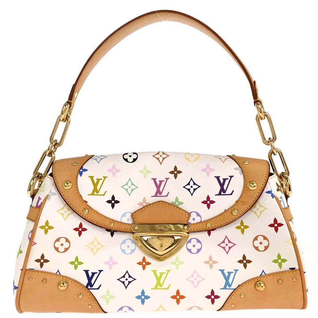 LOUIS VUITTON WHITE MONOGRAM MULTICOLOR BEVERLY MM HANDBAG (1 of 2)