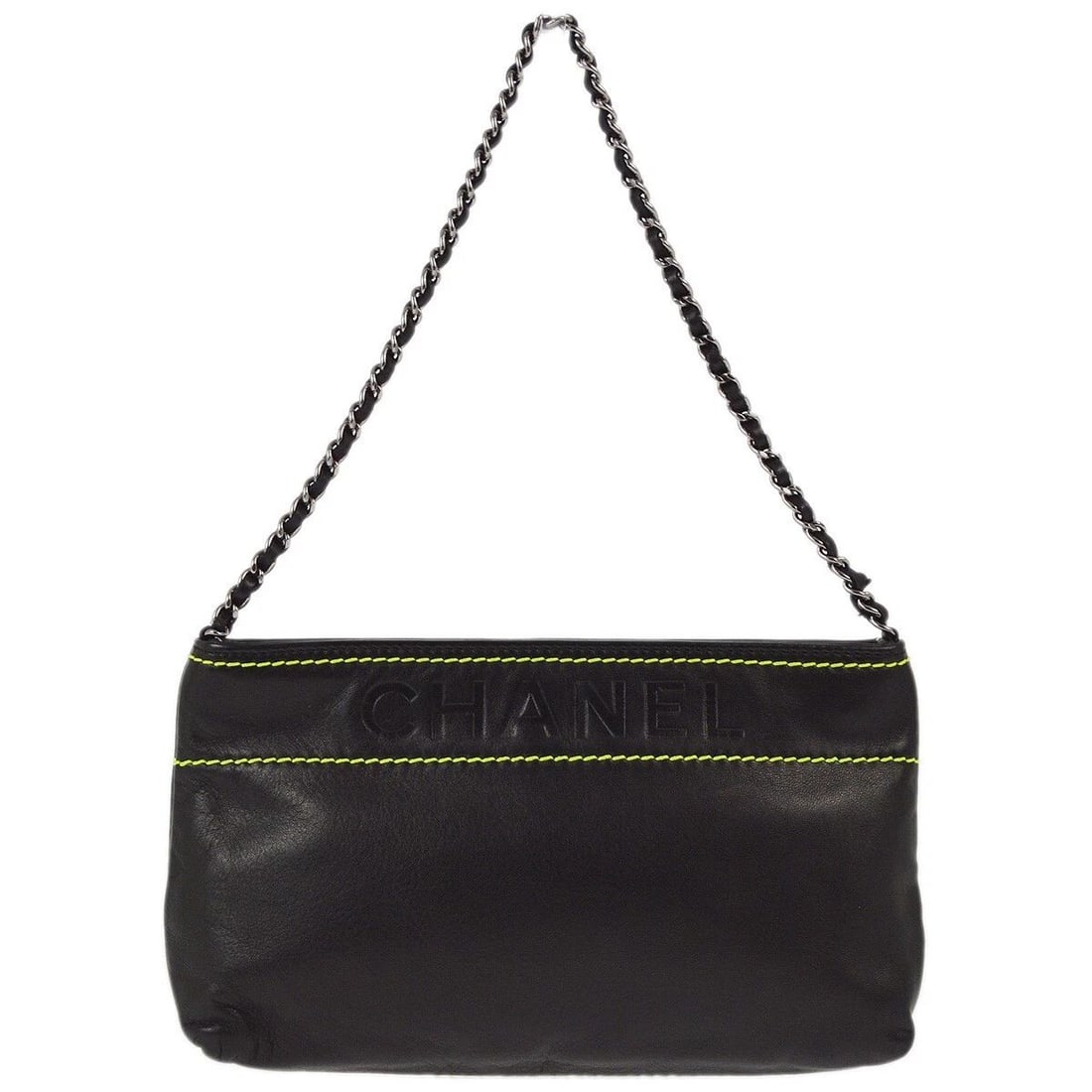 CHANEL BLACK LAMBSKIN CHAIN HANDBAG (1 of 2)