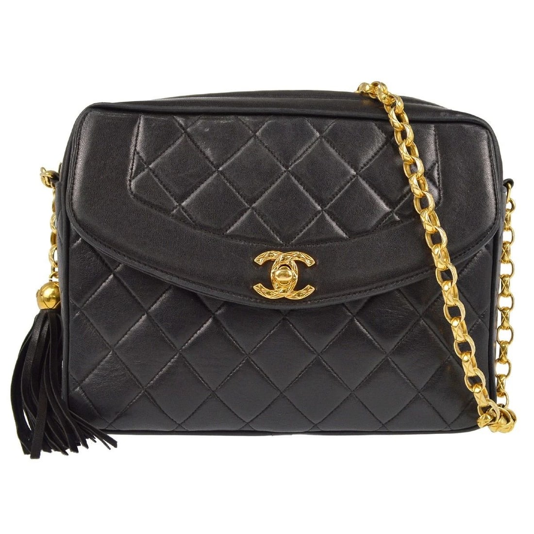 CHANEL BLACK LAMBSKIN CAMERA BAG (1 of 2)