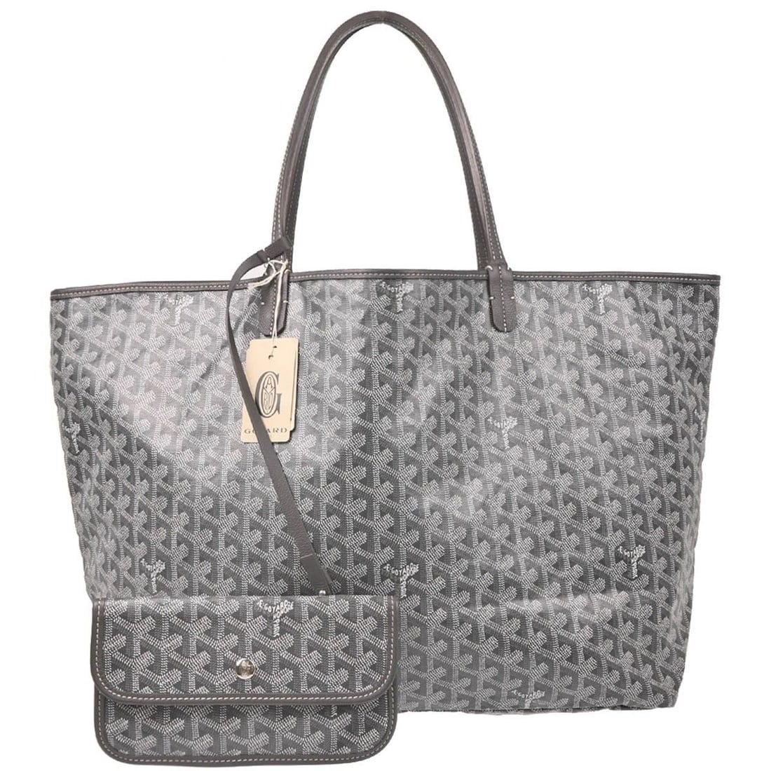 GOYARD GRAY SAINT LOUIS GM TOTE BAG: GOYARD GRAY SAINT LOUIS GM TOTE BAG Goyard Saint Louis GM Tote Bag Description OUTSIDE : A+: VERY GOOD CONDITION!! The bottom parts have minor dirt. INSIDE : A: GOOD CONDITION!! Minor dirt. S : New or