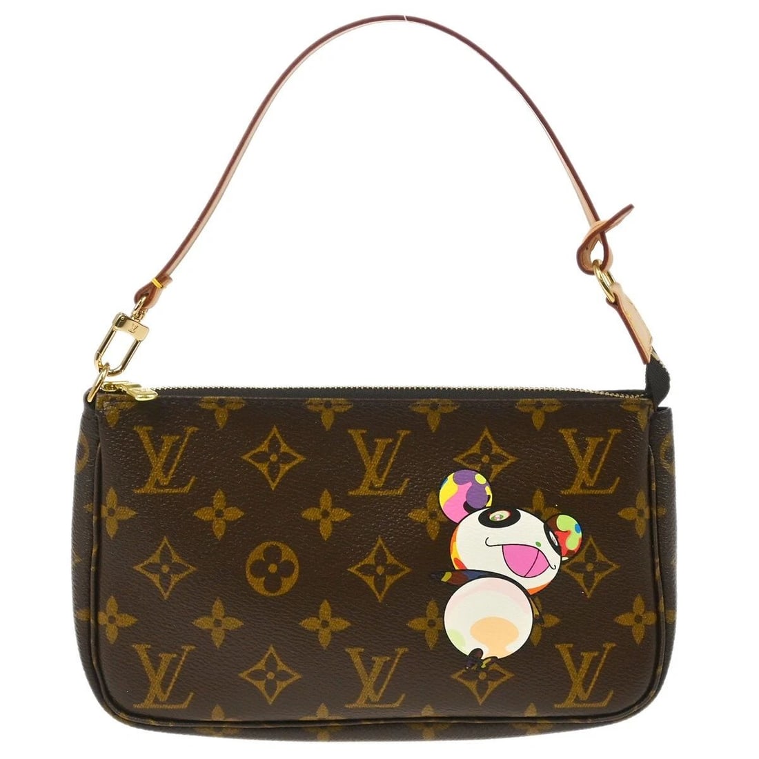 LOUIS VUITTON MONOGRAM PANDA POCHETTE ACCESSOIRES HANDBAG: LOUIS VUITTON MONOGRAM PANDA POCHETTE ACCESSOIRES HANDBAG Louis Vuitton Monogram Panda Pochette Accessoires Handbag M51981 Description OUTSIDE : A+: VERY GOOD CONDITION!! Suntanned on the leather part