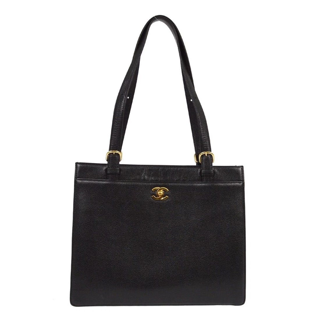 CHANEL BLACK CALFSKIN SHOULDER TOTE BAG (1 of 2)