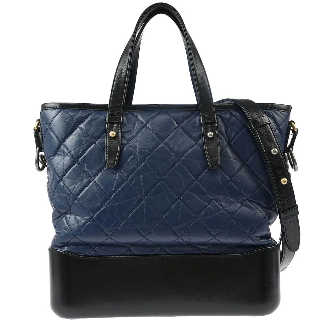 CHANEL BLUE BLACK CALFSKIN GABRIELLE 2WAY TOTE BAG (1 of 2)