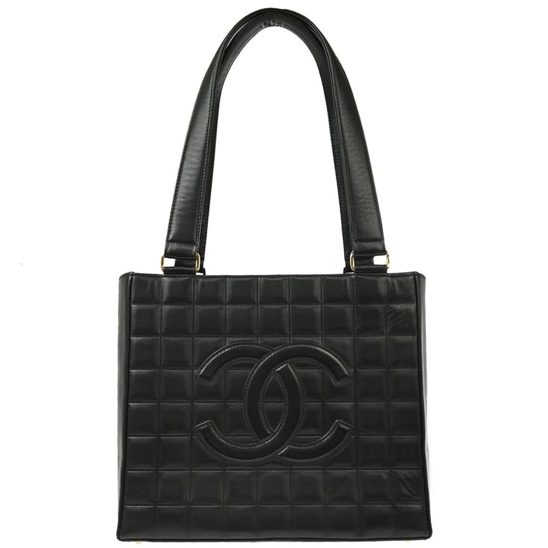CHANEL BLACK LAMBSKIN CHOCO BAR HANDBAG (1 of 2)