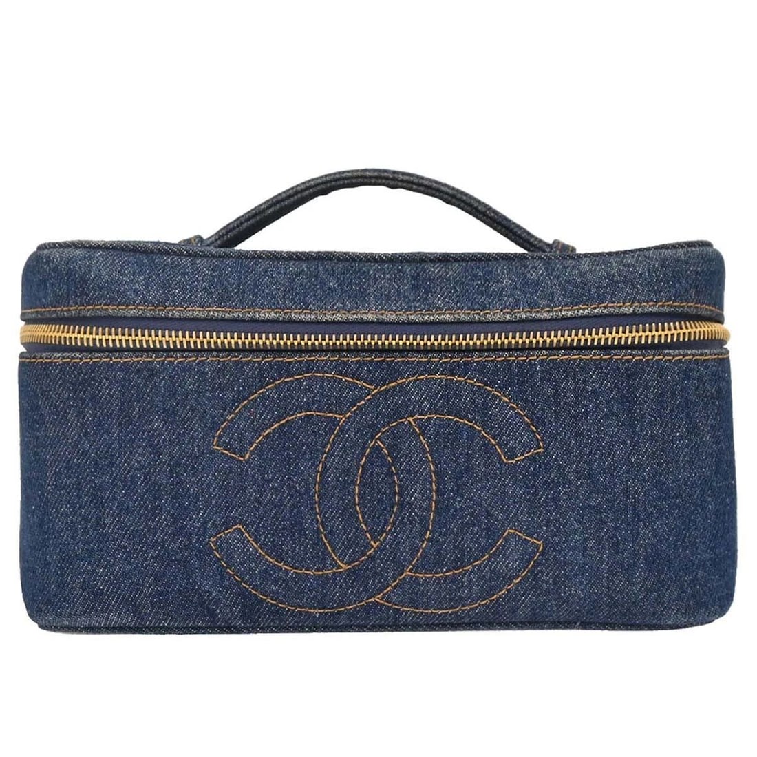 CHANEL BLUE DENIM VANITY HANDBAG (1 of 2)