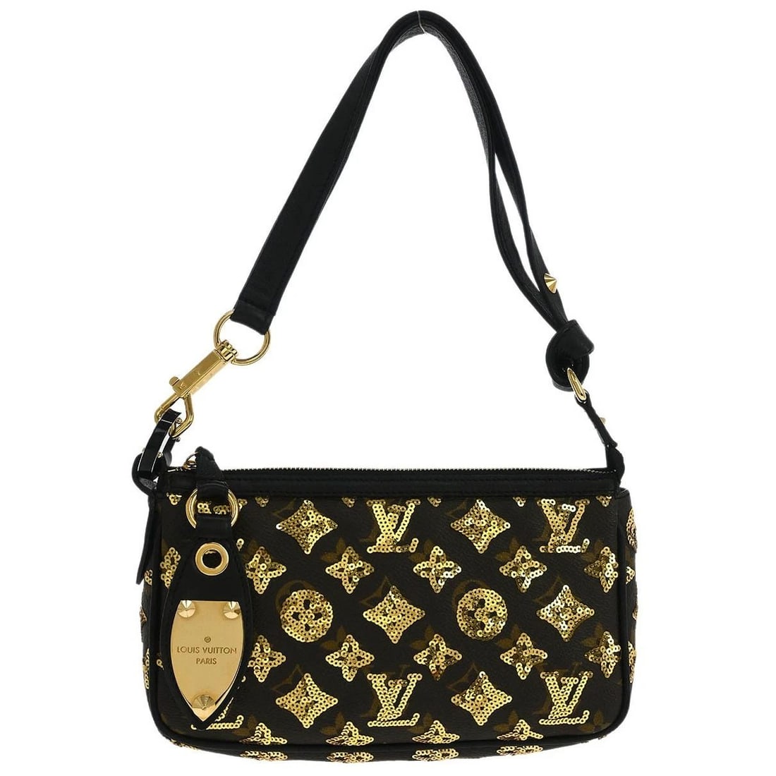 LOUIS VUITTON MONOGRAM ECLIPSE POCHETTE ACCESSOIRES HANDBAG: LOUIS VUITTON MONOGRAM ECLIPSE POCHETTE ACCESSOIRES HANDBAG Louis Vuitton Monogram Eclipse Pochette Accessoires Handbag M40248 Description OUTSIDE : A: GOOD CONDITION!! Discoloration and scuffs on the
