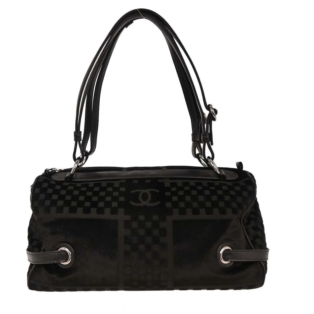 CHANEL BLACK VELVET HANDBAG (1 of 2)