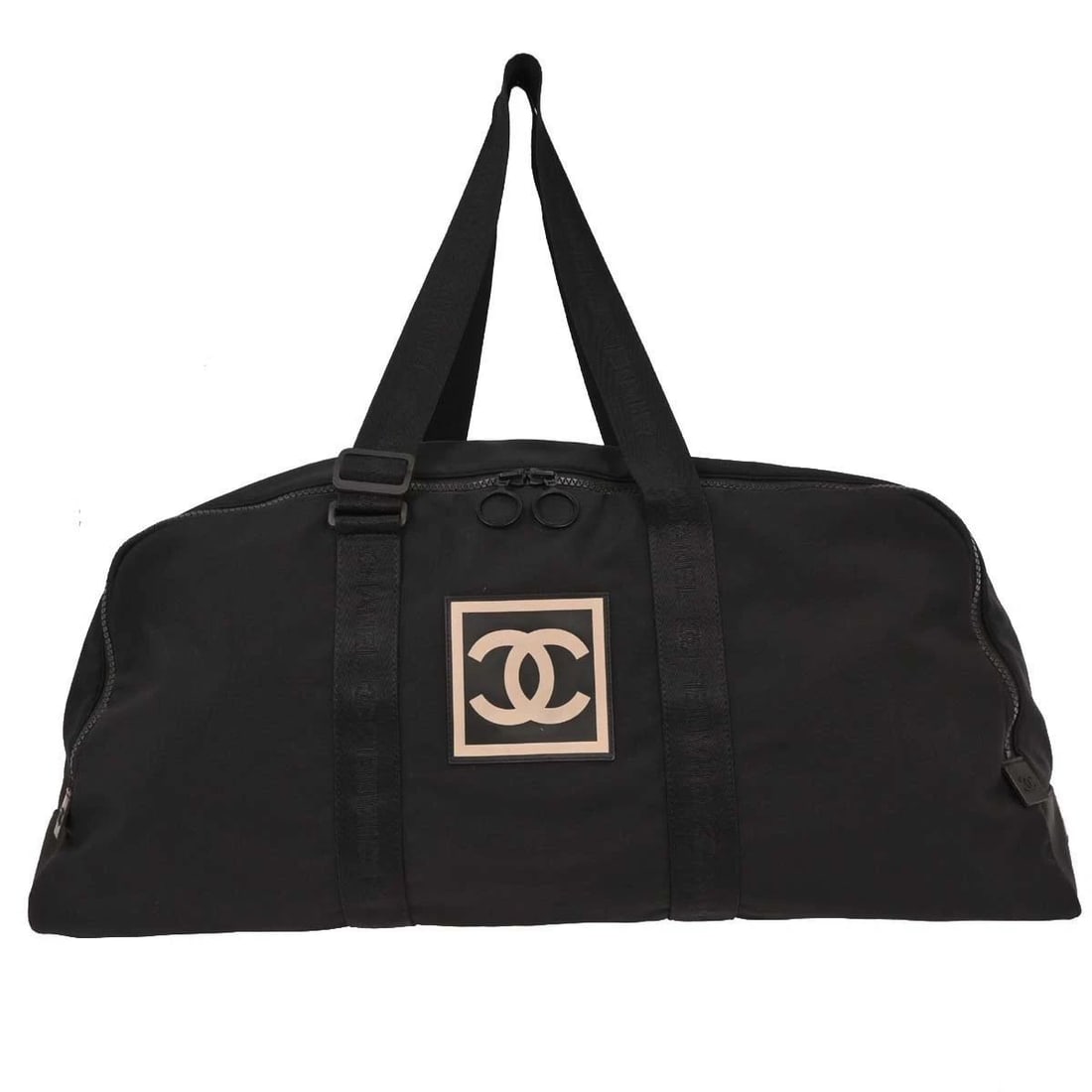 CHANEL BLACK NYLON SPORT LINE DUFFLE GYM HANDBAG (1 of 2)