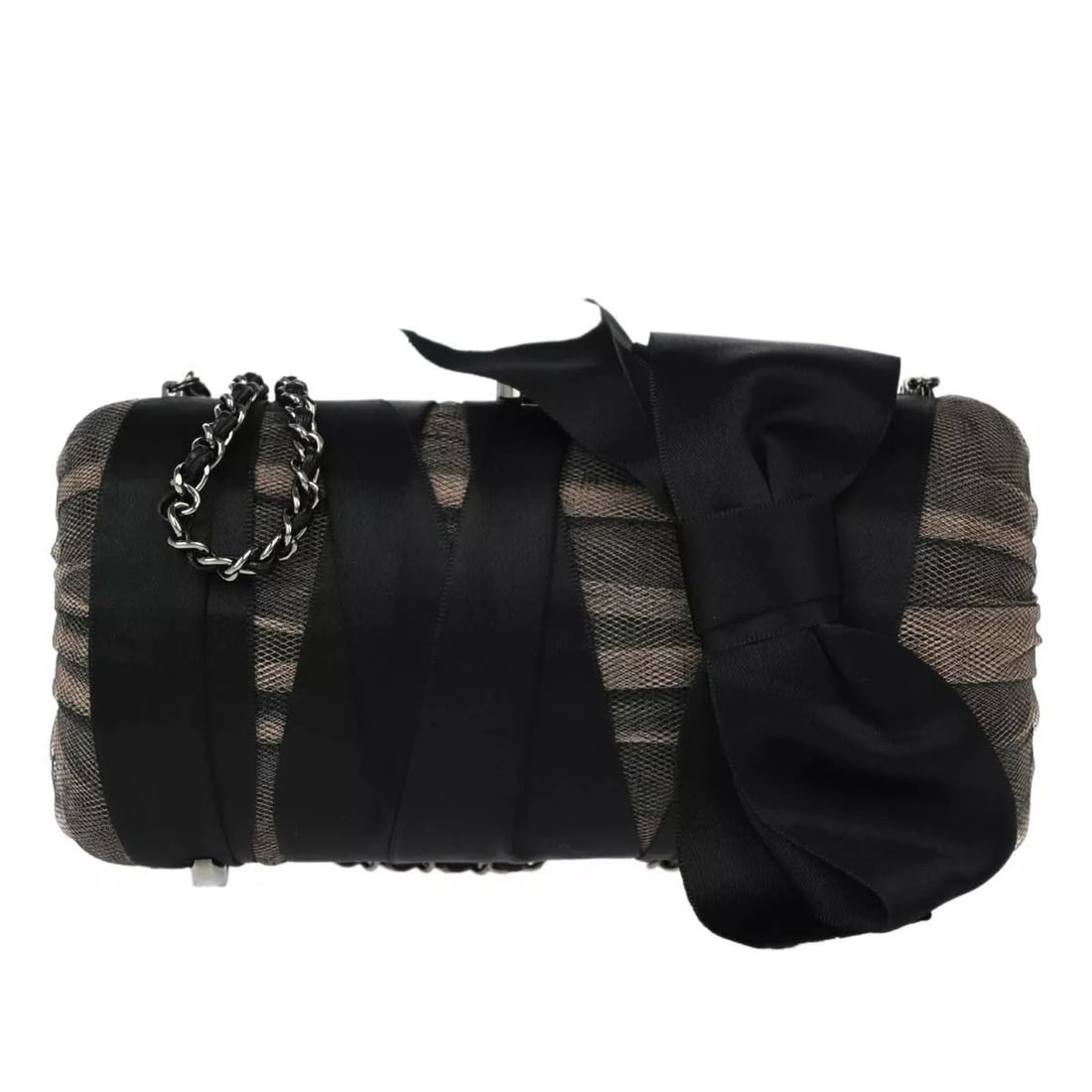 CHANEL BLACK SATIN BOW SHOULDER BAG (1 of 2)