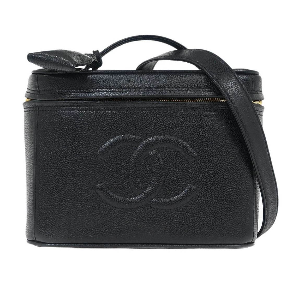 CHANEL BLACK CALFSKIN VANITY 2WAY HANDBAG (1 of 2)