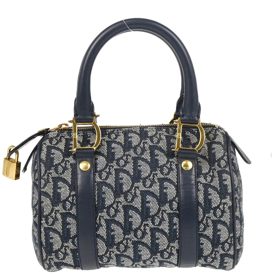 CHRISTIAN DIOR NAVY TROTTER HANDBAG: CHRISTIAN DIOR NAVY TROTTER HANDBAG Christian Dior Trotter Handbag Description OUTSIDE: A+: VERY GOOD CONDITION!! Misshapen. INSIDE: A+: VERY GOOD CONDITION!! S : New or new without a tag. SA : Excell