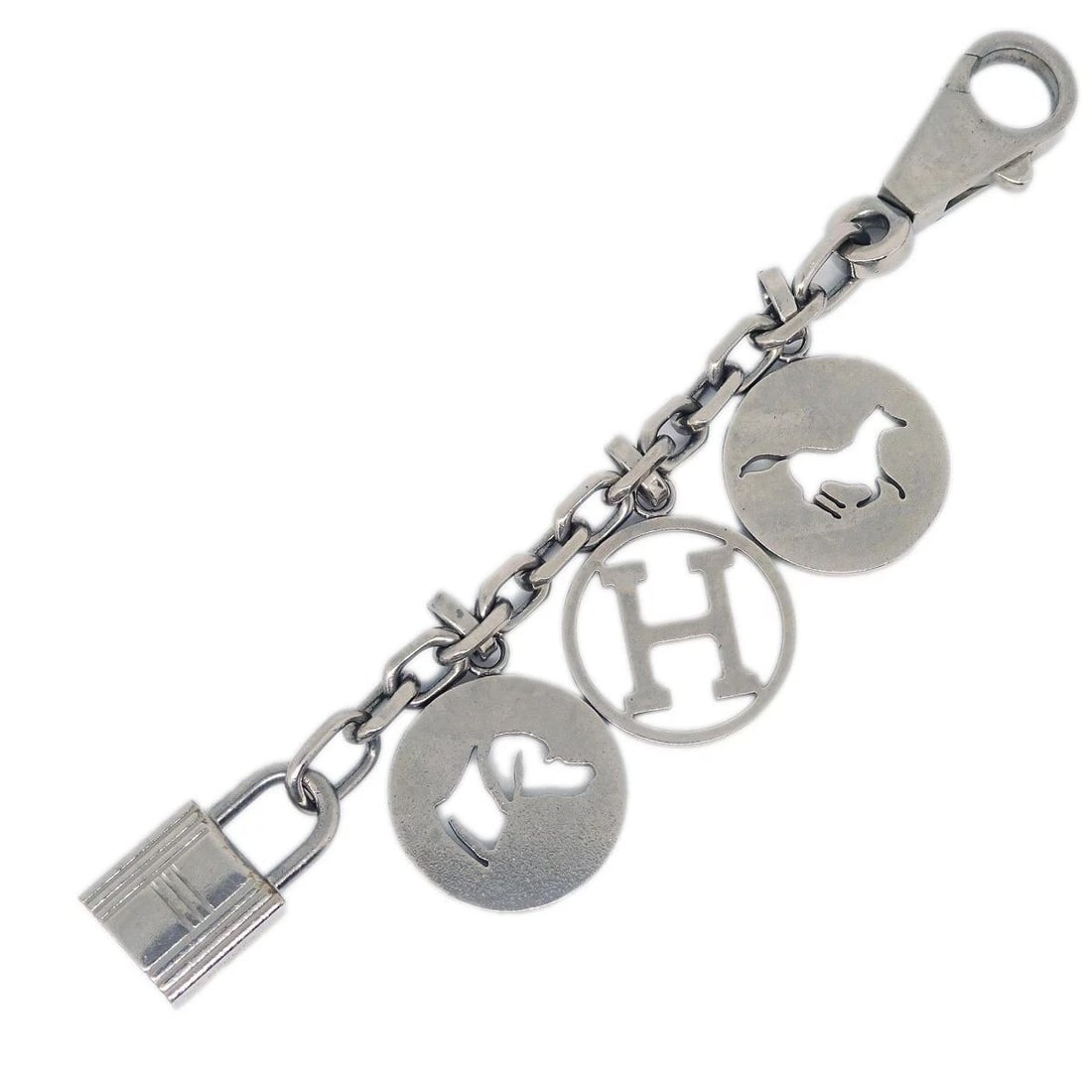 HERMES AMULET BULL LOCK KEY HOLDER BAG: HERMES AMULET BULL LOCK KEY HOLDER BAG Hermes Amulet Bull Lock Key Holder Bag Charm Description Exterior : AB : FAIR CONDITION!! Scratched, scuff, minor discoloration. Other : Nothing in particular. S